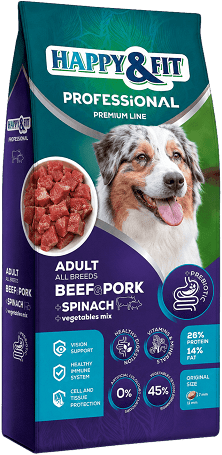 Happy&Fit Professional Adult Beef & Pork, Spinach, Broccoli 19 kg