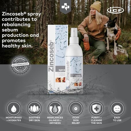Zincoseb spray viszkető és/vagy korpázó (seborrhoea) bőrre kutyáknak és macskáknak