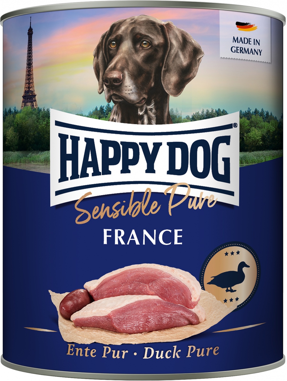 Happy Dog Pur France - Conservă cu carne pură de rață | Sursă unică de proteine