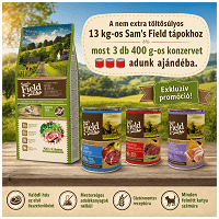 Sam’s Field 13 kg-os tápok: extra töltősúly vagy ajándék konzervek