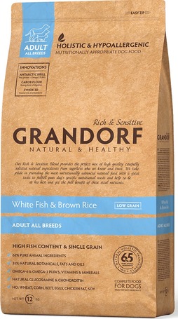 Grandorf Low Grain Hypoallergenic White Fish & Brown Rice | Fehérhalas kutyatáp Belgiumból
