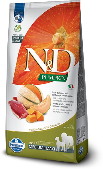 N&D Dog Grain Free Adult Medium/Maxi dovleac, rață & afine hrană superpremium pentru câini