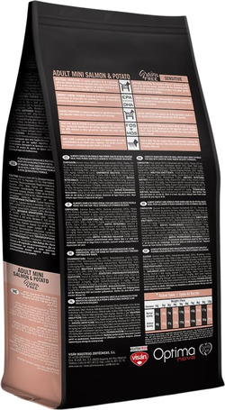 Visán Optimanova Dog Adult Mini Salmon & Potato gabonamentes táp kistestű kutyáknak