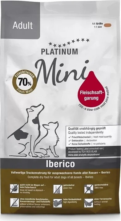 Hrană Platinum Iberico + Greens Mini pentru câini adulți