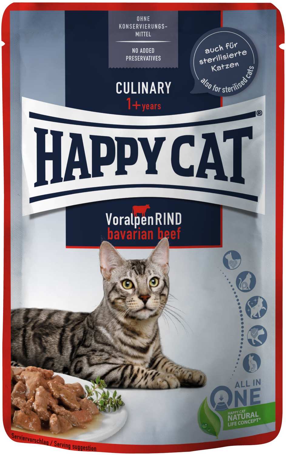 Happy Cat Meat in Sauce Voralpen-Rind | Hrană pentru pisici cu carne de vită la pliculeț - zoom