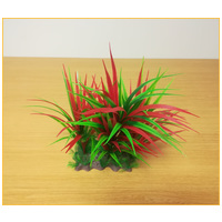 Hosszú piros és zöld levelű akváriumi palás műnövény (9921) #2