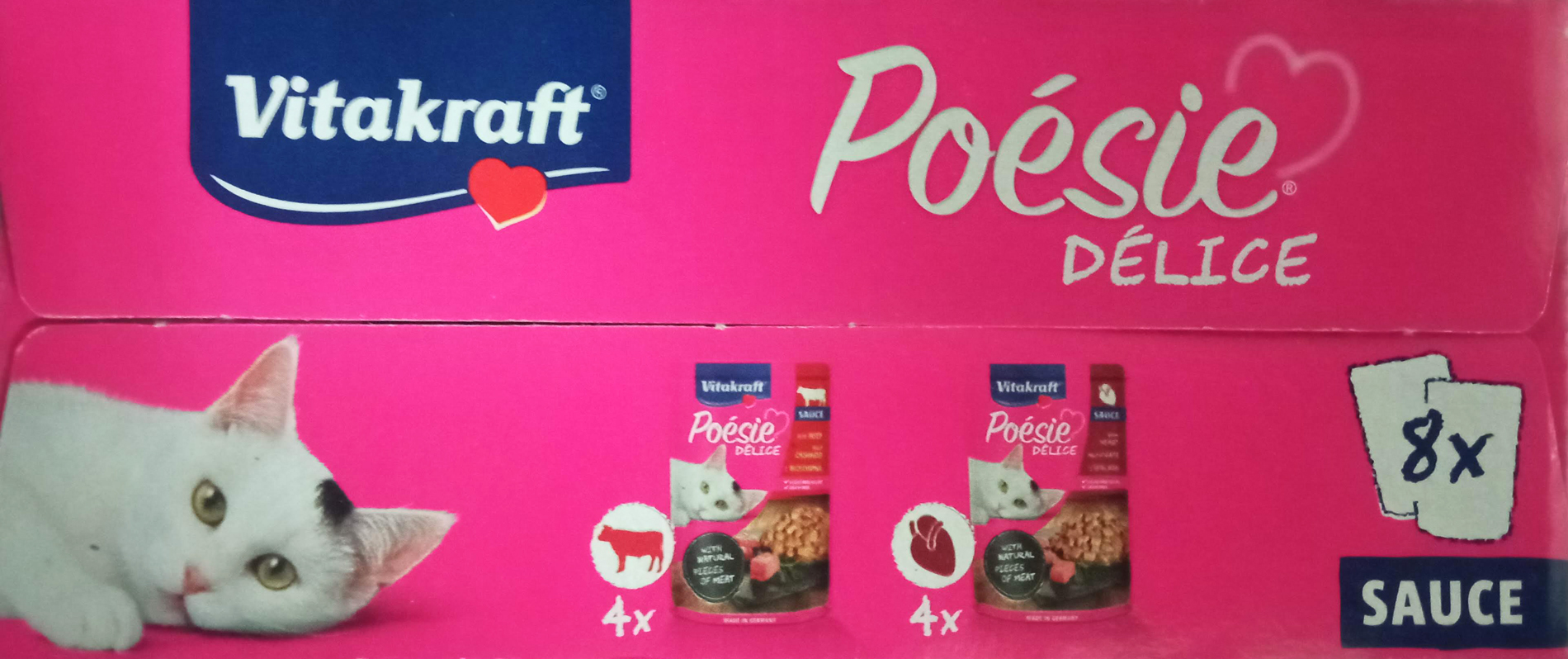Vitakraft Poésie Farm selecție de vită și inimă în sos pentru pisici - Pliculețe multipack (4 x 2 x 85 g) - zoom