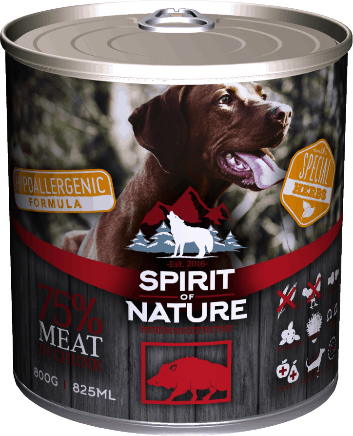 Conservă Spirit of Nature Dog cu carne de porc mistreț | Hrană umedă hipoalergenică - zoom