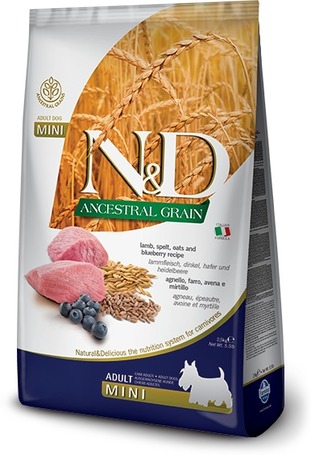 N&D Dog Adult Mini Lamb & Blueberry Ancestral Grain | Eledel kistestű felnőtt kutyáknak