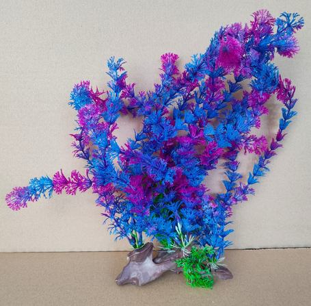 Nagyméretű lila és kék ambuliatelep akváriumi műnövény