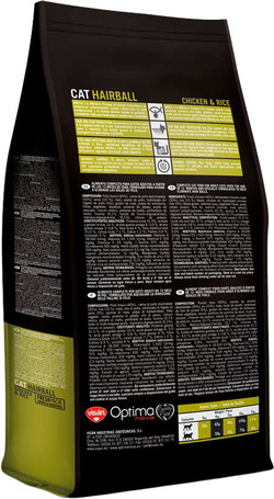 Visán Optimanova Cat Hairball Chicken & Rice táp szőrlabdaképződés ellen