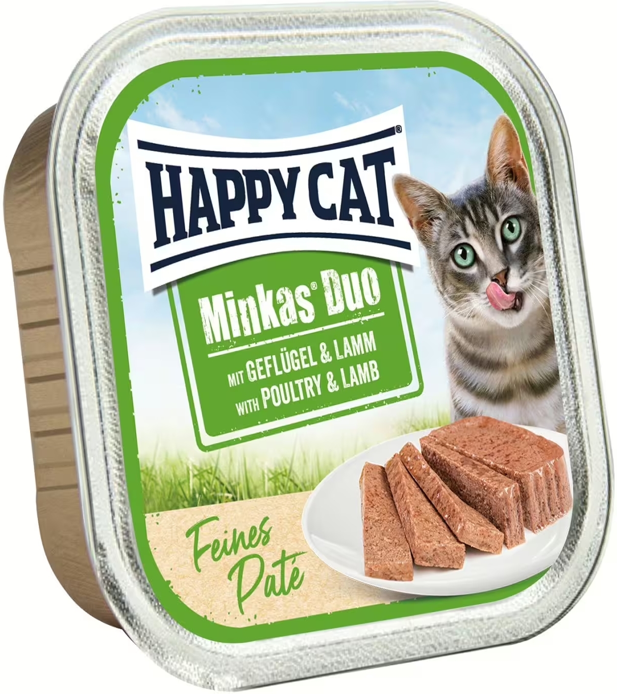 Happy Cat Duo gustări din pate de pasăre și miel într-un bol
