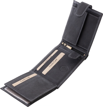 GreenDeed kutyás bőr pénztárca, átfogópánttal, fekete