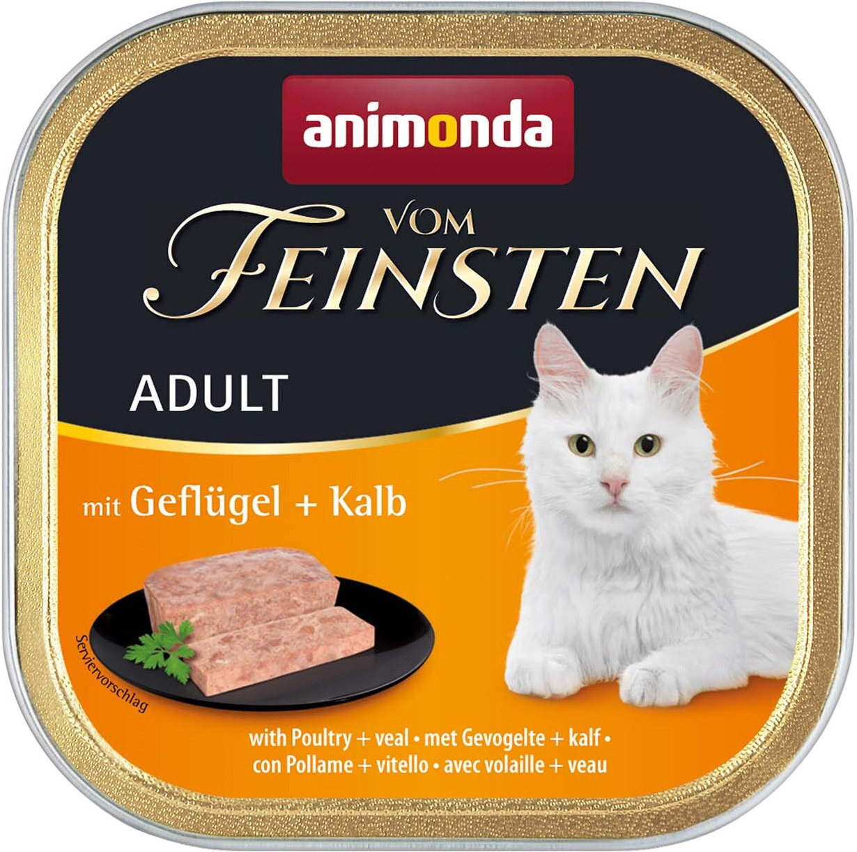 Animonda Cat Vom Feinsten Adult tăviță cu pasăre și vițel