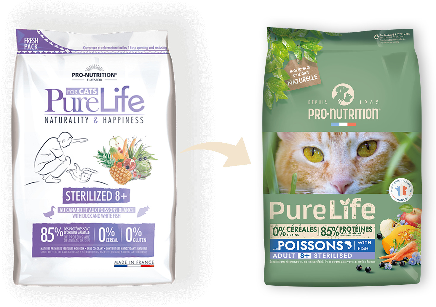 Pro-Nutrition Pure Life Adult 8+ Sterilised aux Poissons with Fish