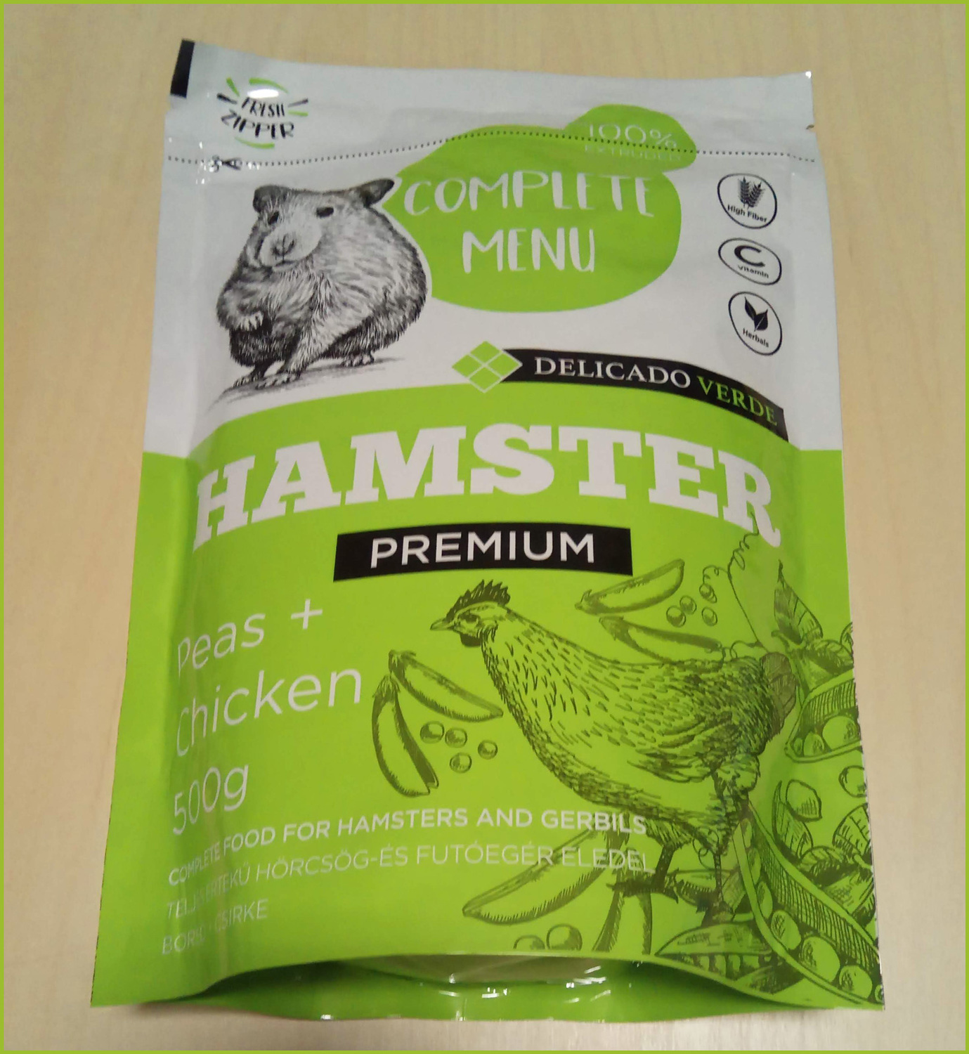 Delicado Verde Complete Menu Hamster hrană completă pentru hamsteri cu pui și mazăre