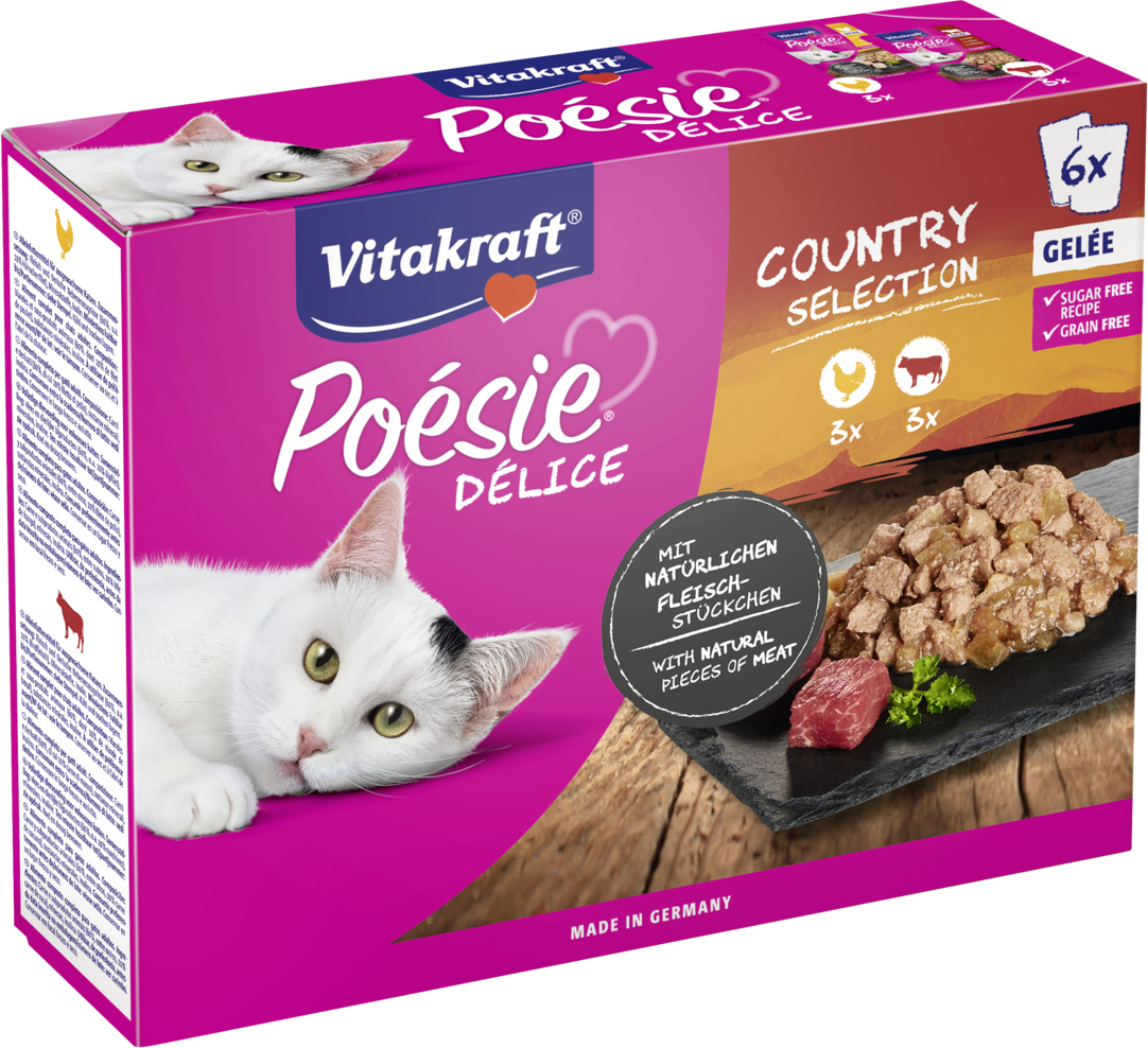 Vitakraft Poésie Selecție de pliculețe cu carne de vită și pui - Multipack (2 x 3 x 85 g)