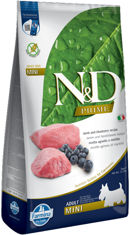 N&D Dog Prime Adult Mini Lamb & Blueberry | Bárányhúsos és vörösáfonyás száraztáp kistestű kutyáknak