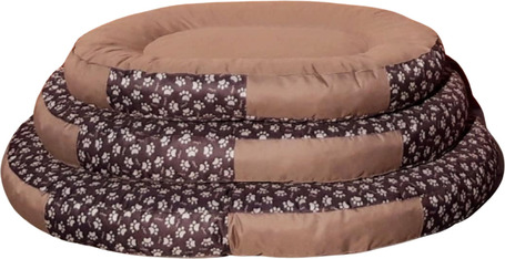 Vízhatlan ovális kutyafekhely huzattal, tappancsmintás