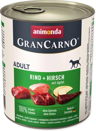 Animonda GranCarno Adult szarvashúsos, marhahúsos és almás konzerv