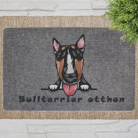 Kutyás lábtörlők szürke háttérrel