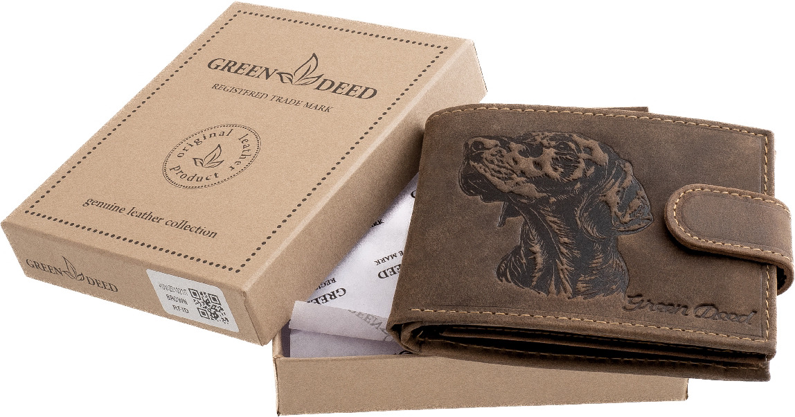 GreenDeed portofel din piele naturală cu model de câine - zoom