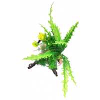 Alge verzi de acvariu cu mici flori colorate, plante artificiale de acvariu