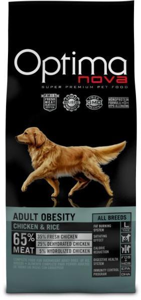Visán Optimanova Dog Adult Obesity Chicken & Rice - Hrană pentru câini