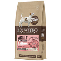 Quattro Small Adult No Grain Salmon Freeze Dried - Hrană super-premium hipoalergenică pt câini Adulți de talie mică cu somon și krill, fără cereale