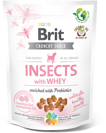 Brit Crunchy Snack Puppies Insects with Whey enriched with Probiotics