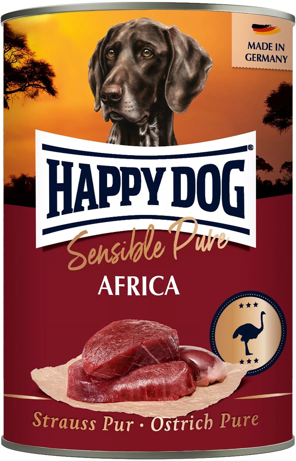Happy Dog Pur Africa - Conservă cu carne de struț