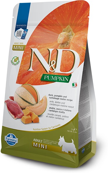 N&D Dog Grain Free Adult Mini dovleac, rață & pepene galben pentru câini adulți de talie mică | Hrană fără cereale