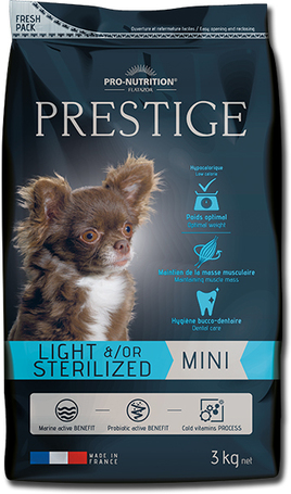 Pro-Nutrition Prestige Adult Mini Light / Sterilised with Pork | Száraztáp | Kistestű ivartalanított kutyáknak