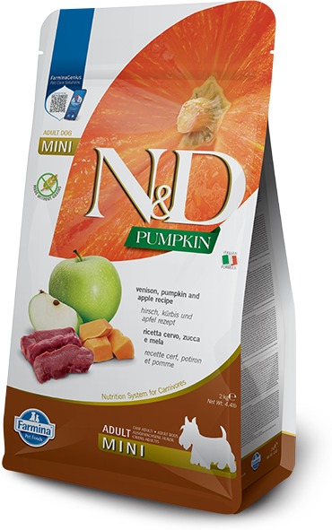 N&D Dog Grain Free Adult Mini dovleac, căprioară și măr hrană pentru câini adulți de talie mică