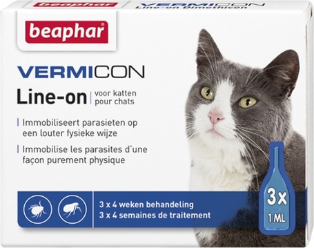 Beaphar Vermicon Cat Line-on Spot-on | Rácsepegtető oldat macskáknak élősködők ellen