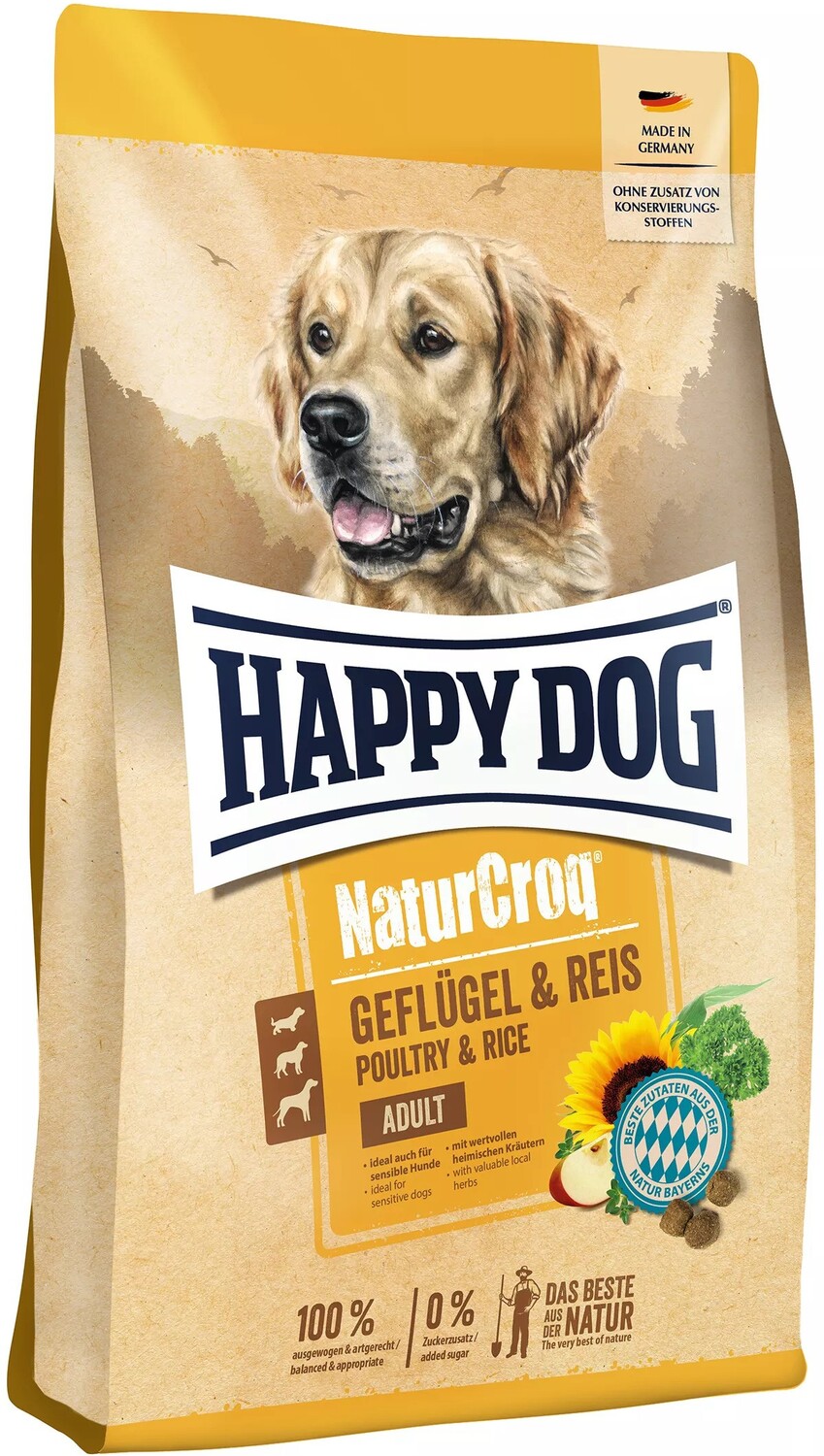 Happy Dog NaturCroq Geflügel Pur & Reis - Hrană completă pentru câini cu pui și orez