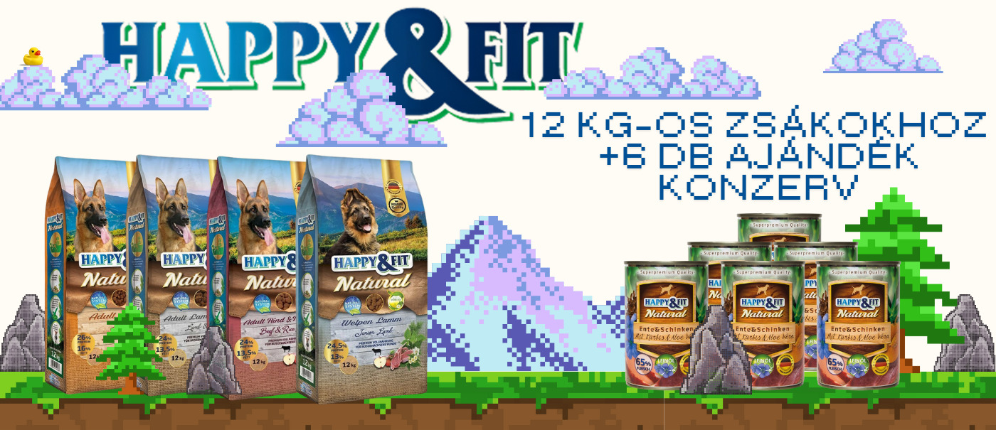 Happy&Fit 12 kg-os zsákokhoz + 6 db ajándék konzerv