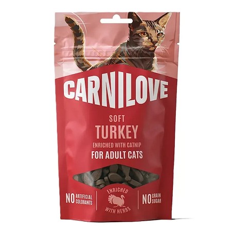 CarniLove pulykás puha snack macskáknak macskamentával