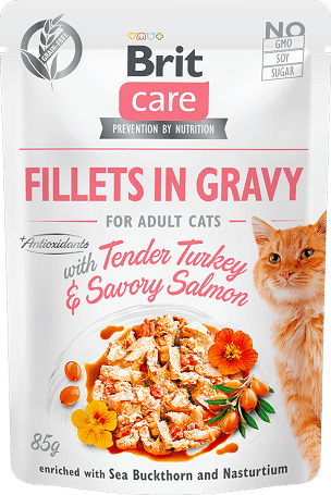 Brit Care Cat Fillets in Gravy with Tender Turkey & Savory Salmon