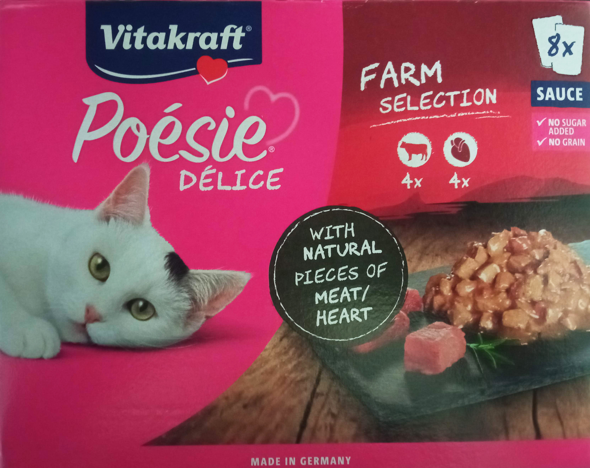 Vitakraft Poésie Farm selecție de vită și inimă în sos pentru pisici - Pliculețe multipack (4 x 2 x 85 g)