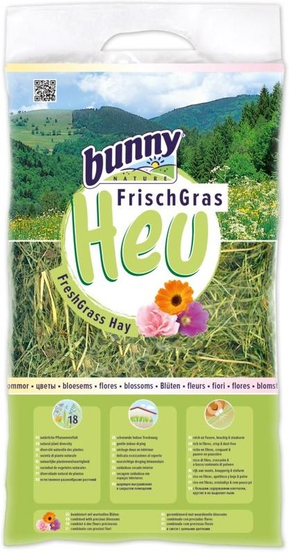 bunnyNature FreshGrass Hay with Blossoms - zoom