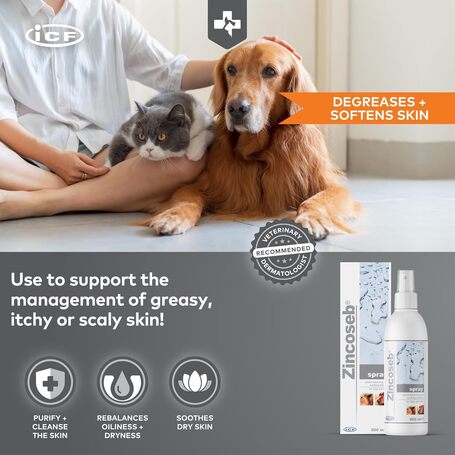 Zincoseb spray viszkető és/vagy korpázó (seborrhoea) bőrre kutyáknak és macskáknak