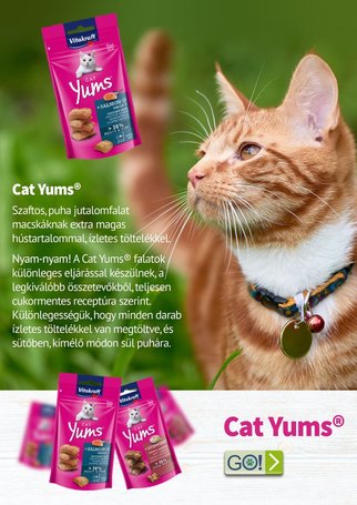 Vitakraft Cat Yums extra puha jutalomfalat lazaccal és Omega 3-mal macskáknak