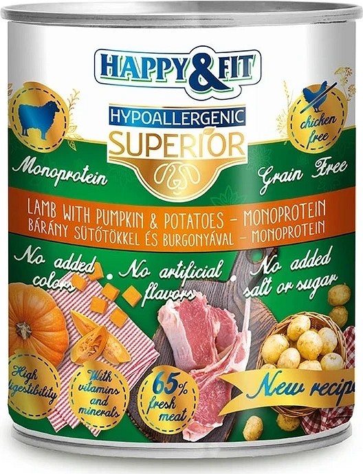 Happy&Fit conservă monoproteică cu miel pentru câini