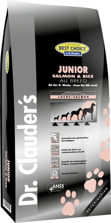 Dr.Clauder's Best Choice Junior Sensitive Salmon & Rice | Érzékeny emésztésű növendék kutyáknak | Lazaccal és rizzsel | Száraztáp