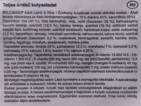 Belcando Adult Lamb & Rice táp érzékeny emésztésű kutyáknak
