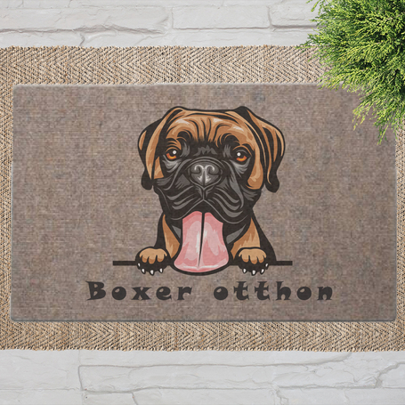 Kutyás lábtörlők barna háttérrel