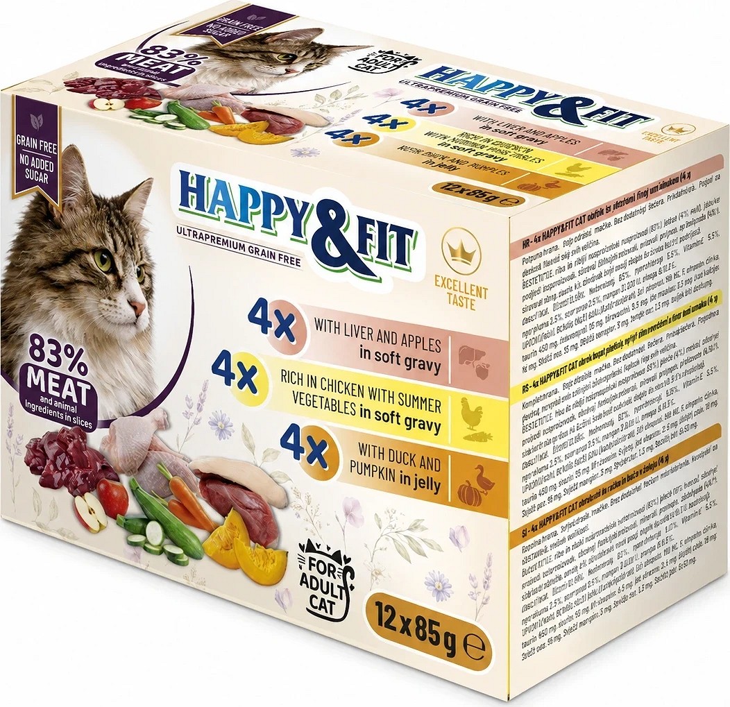 Happy&Fit multipack fără cereale pentru pisici adulte