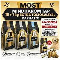 CD tápok extra töltősúllyal, ajándék 3 kg-os zsákkal, plusz meglepi jutifalattal