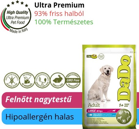 Dado Hypoallergenic Adult Large Fish & Rice | Hipoallergén táp nagytestű felnőtt kutyáknak | Halas